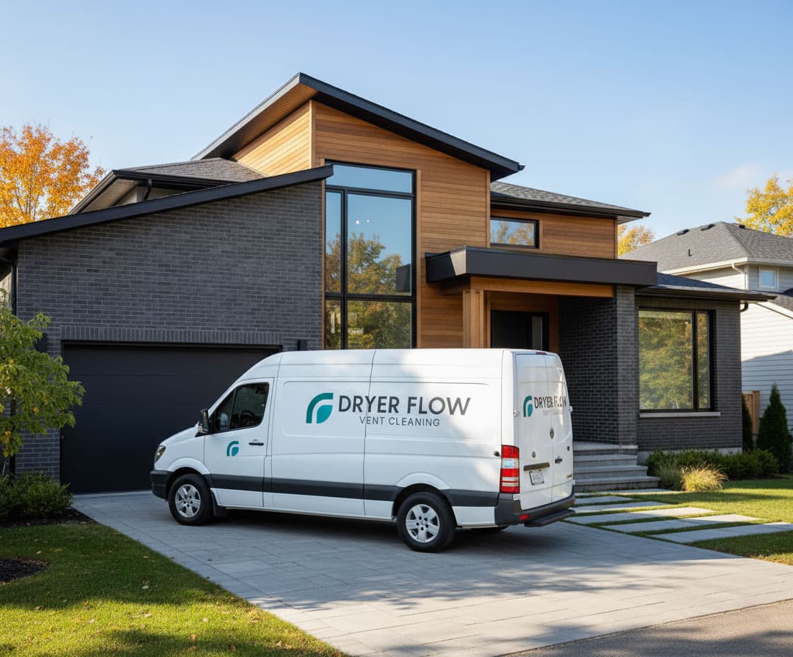 Dryer Flow technician performing dryer vent cleaning
